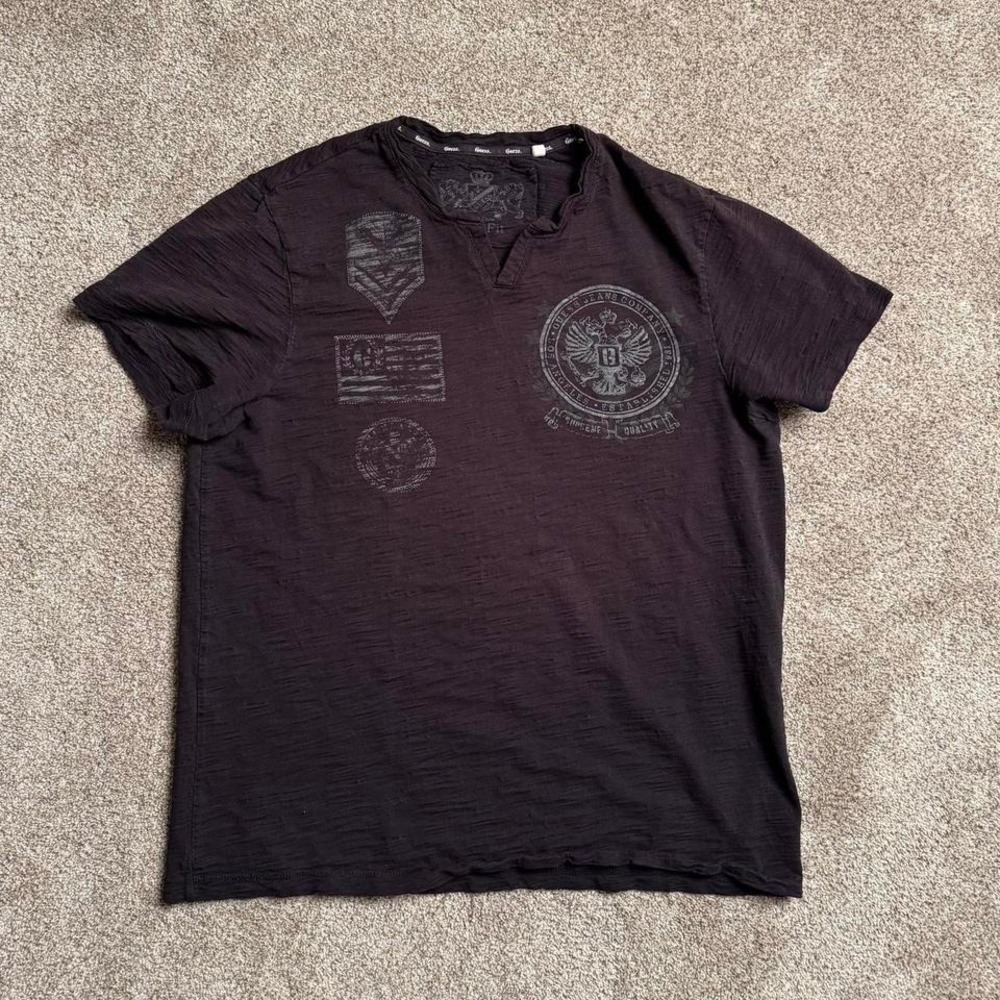 BLACK GUESS "SLIM FIT" SLUB TEE
